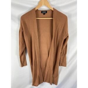 Express Brown Puff Shoulder Knit Cardigan Size XS